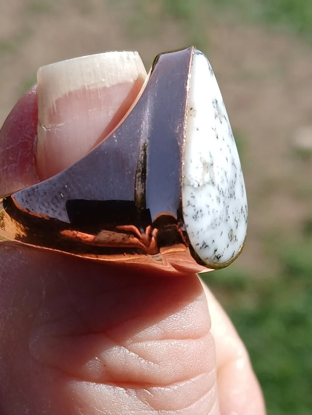 New Men's Dendritic Opal Copper Ring.